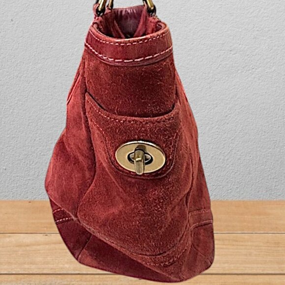 Coach 8B03 Burgundy Suede Hampton Bordeaux Tote - Picture 8 of 15